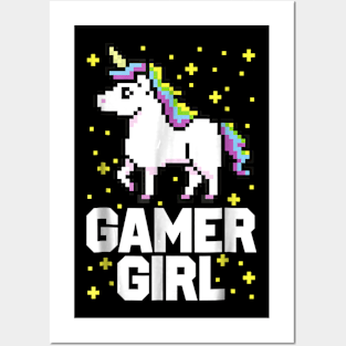 Gamer Girl  Unicorn Video Game Cute Womens Shirt Gift Posters and Art